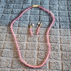 Swarovski Pink Crystal Necklace and Earring Set